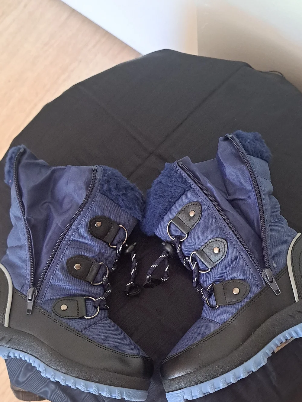 Dream Pairs Boys Navy Blue Faux-Fur Lace-Up Winter Boots